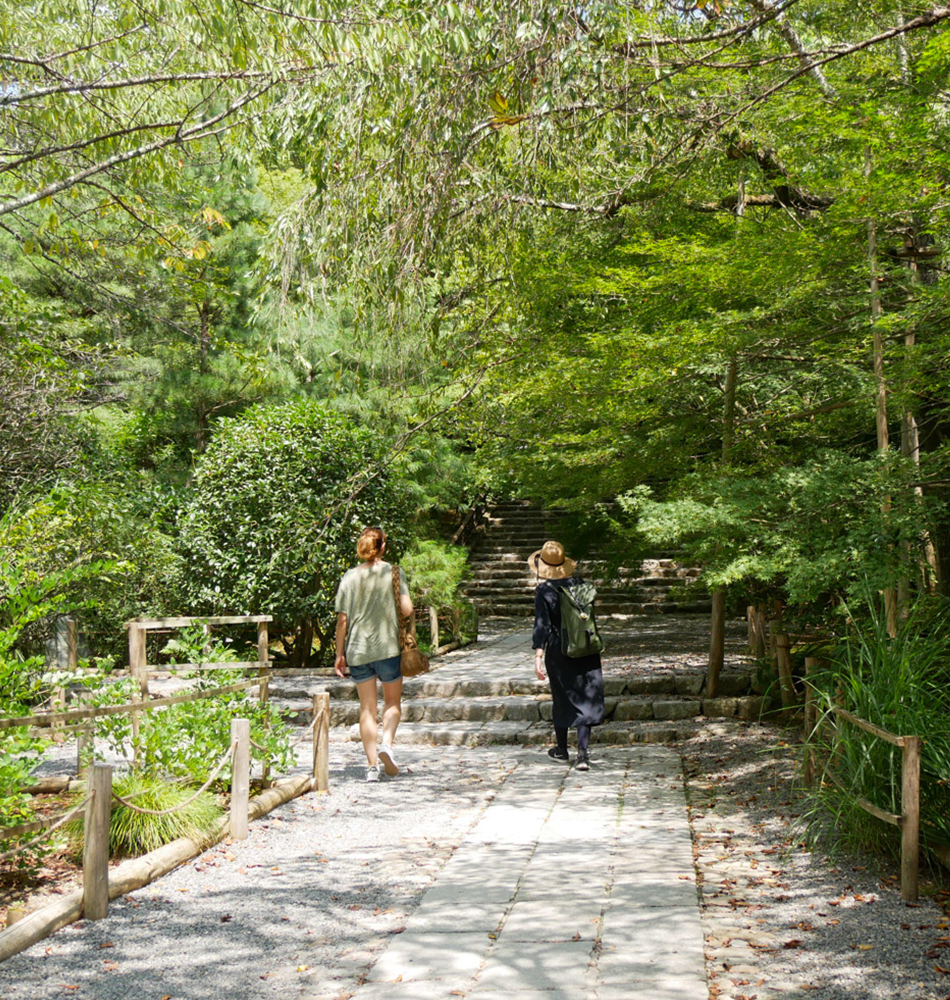 Cheminement agréable dans les jardins